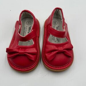 Wee Squeak Red Mary Jane Shoes Bow Toddler Kids Size 6
